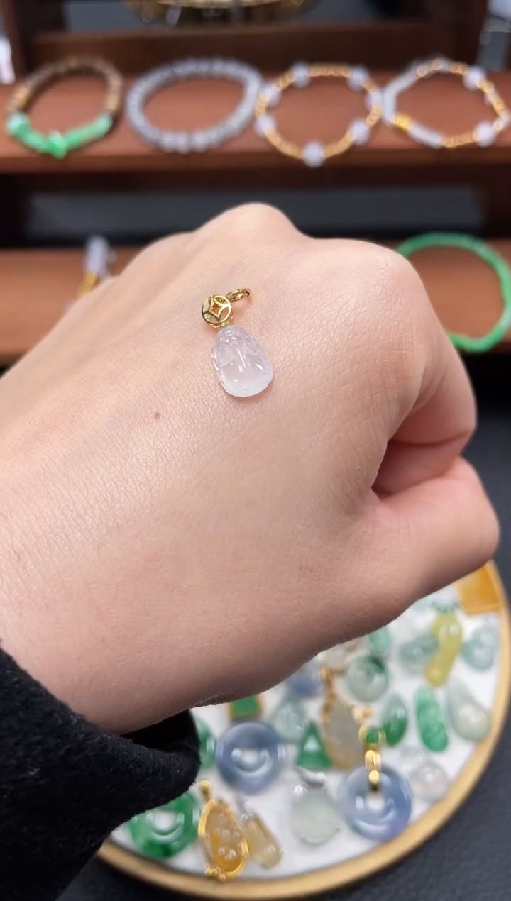 【闪购商品】翡翠吊坠(不含链)18K金镶嵌一个   JK533