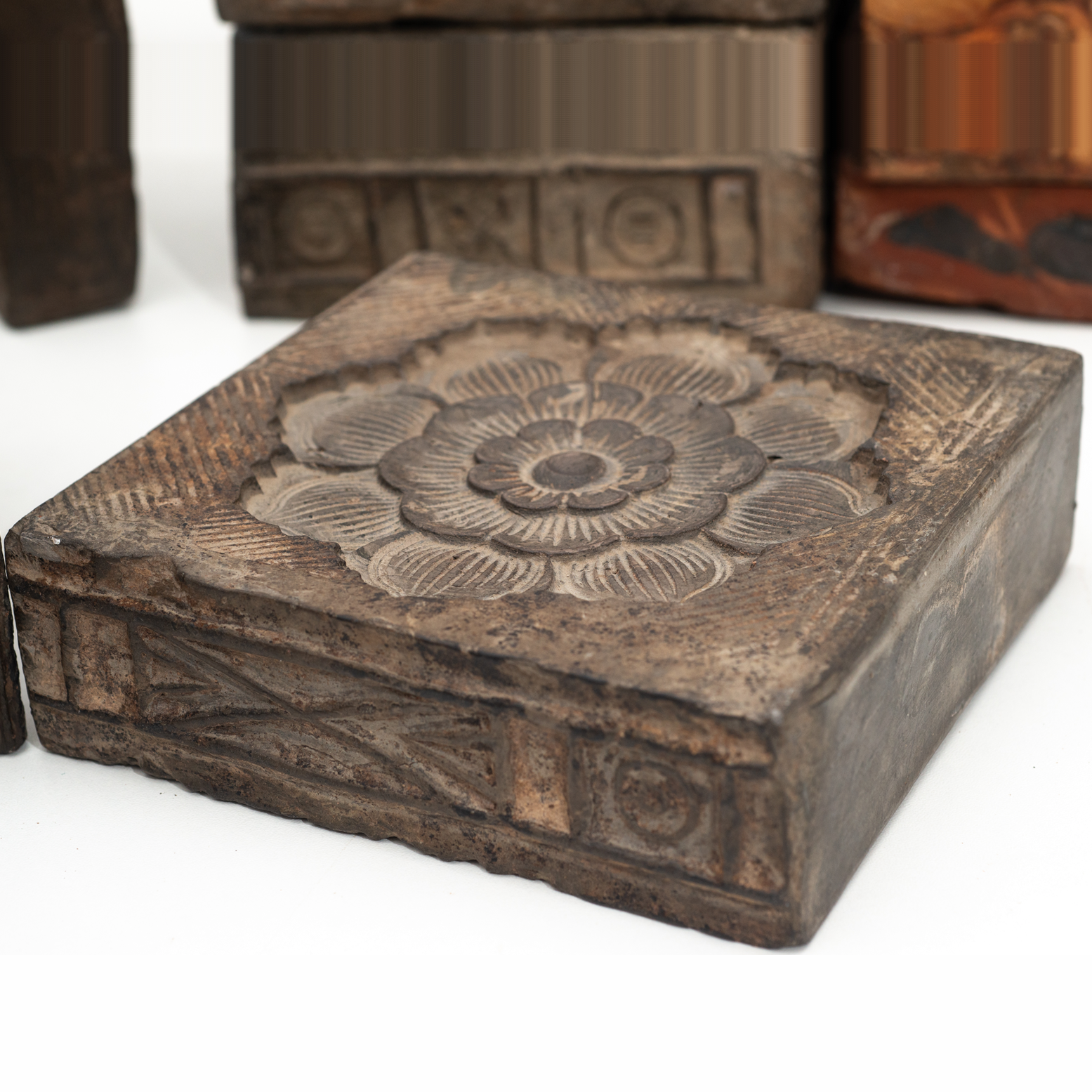 古砖雕刻壶承砚台干泡台茶台拓片拓版收藏机茶器文房器包老包邮