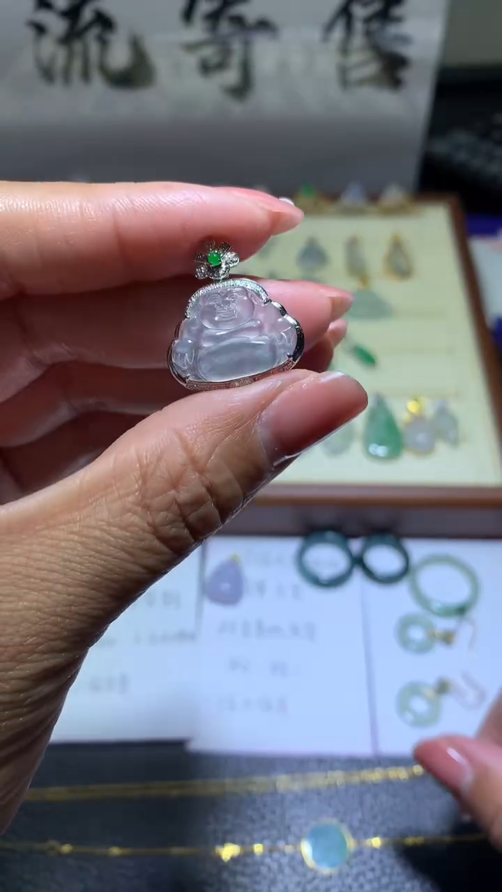 【闪购商品】翡翠颈饰18K金镶嵌0136天然翡翠缅甸A货