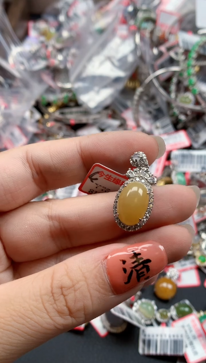 银S925镶嵌戒指翡翠天然A货缅甸翡翠