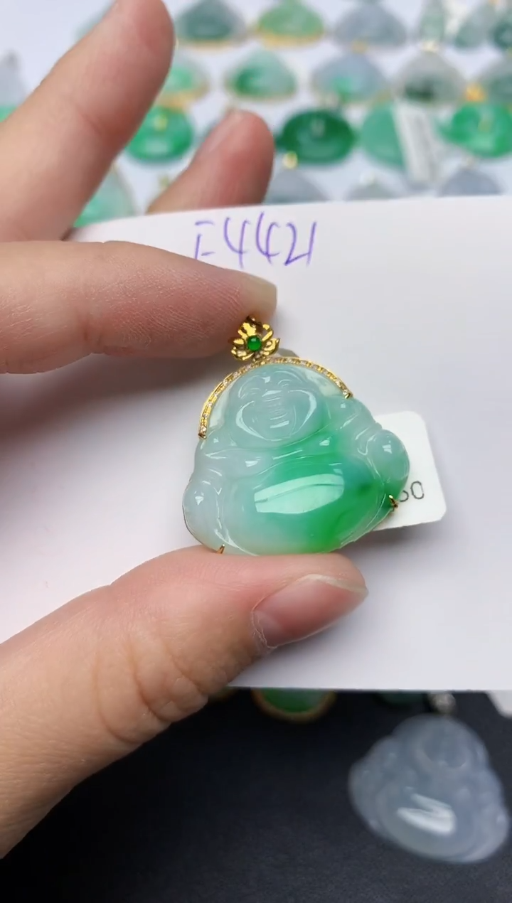 颈饰18K金镶嵌翡翠天然缅甸A货翡翠百元以上9元证书费自理