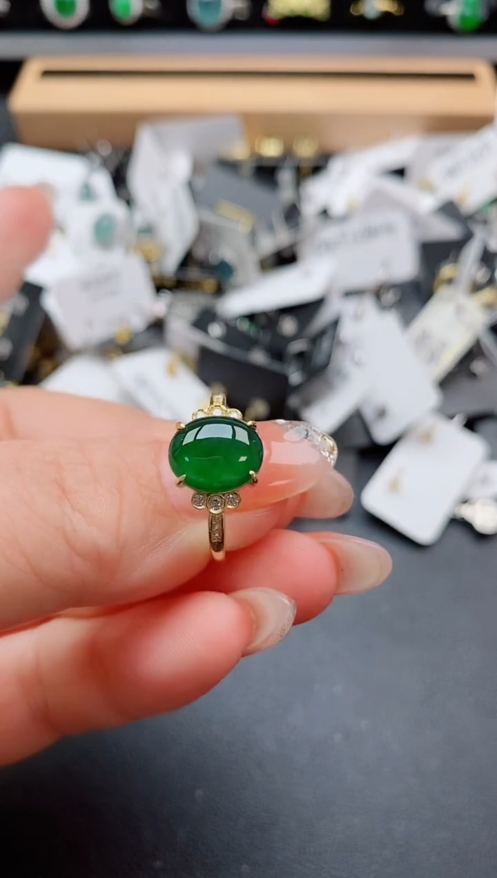 银S925镶嵌戒指翡翠1