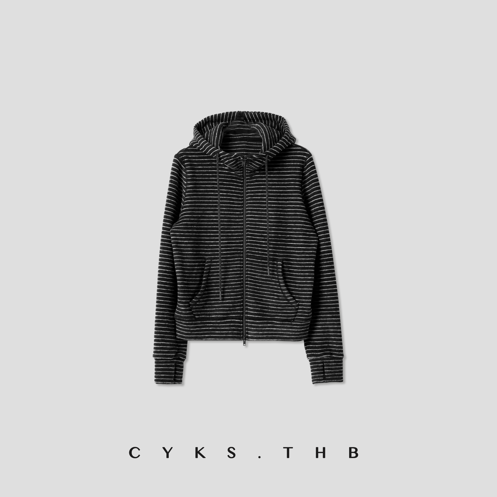 CYKS.THB |  锁温六合一 超细绵羊毛蚕丝德绒保暖细条纹连帽外套