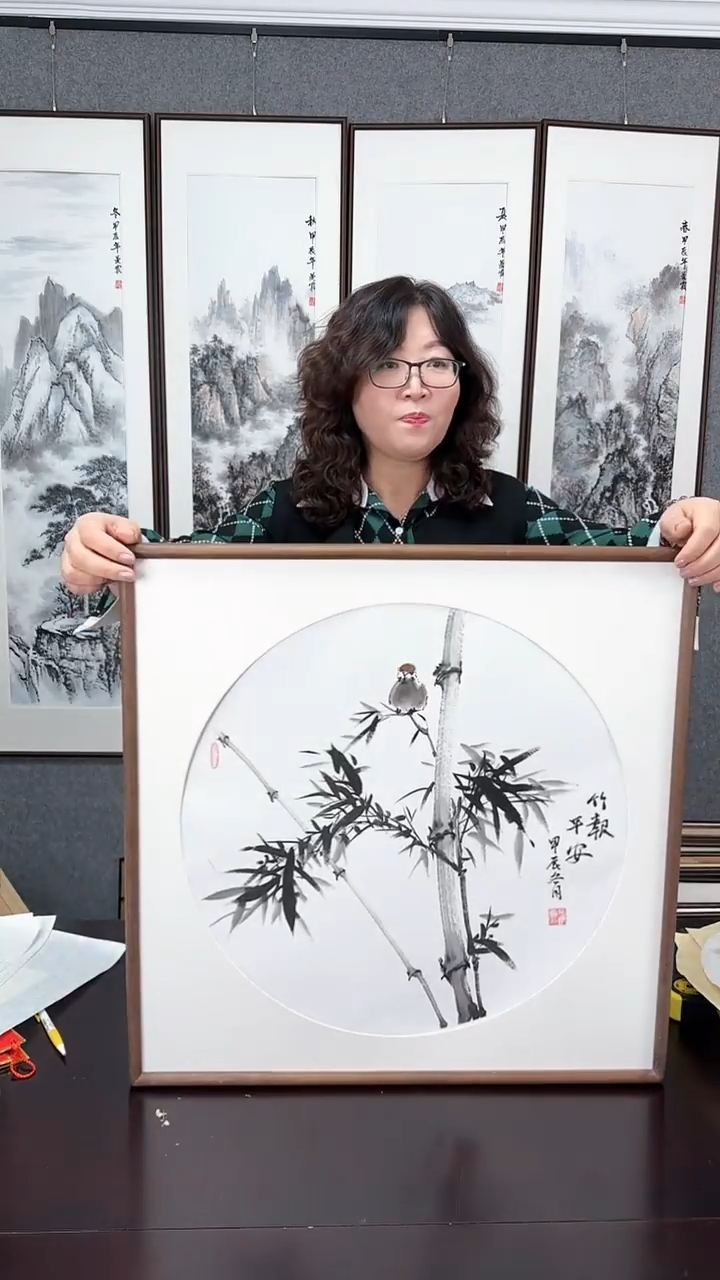 【闪购商品】国画竹子实木装裱