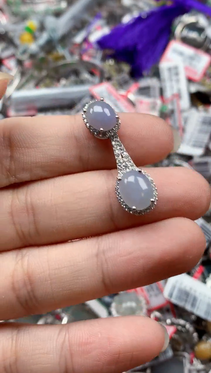 银S925镶嵌戒指翡翠天然A货缅甸翡翠