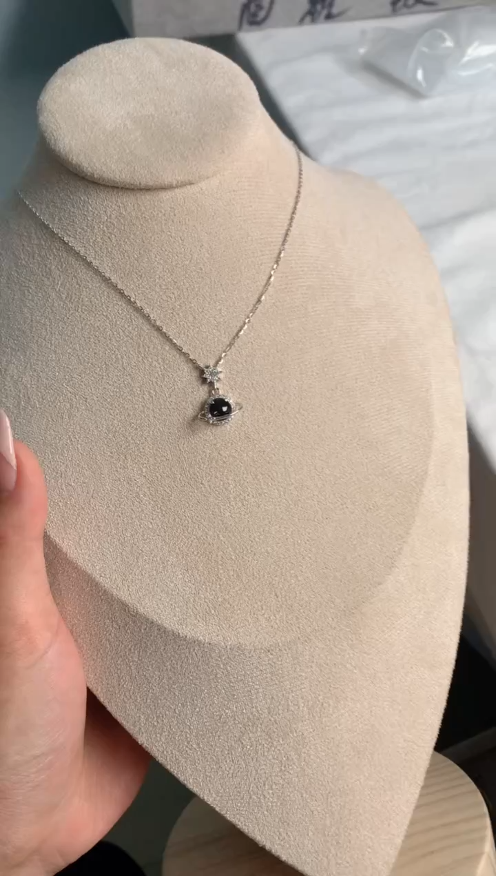 【闪购商品】翡翠项链银S925镶嵌3号