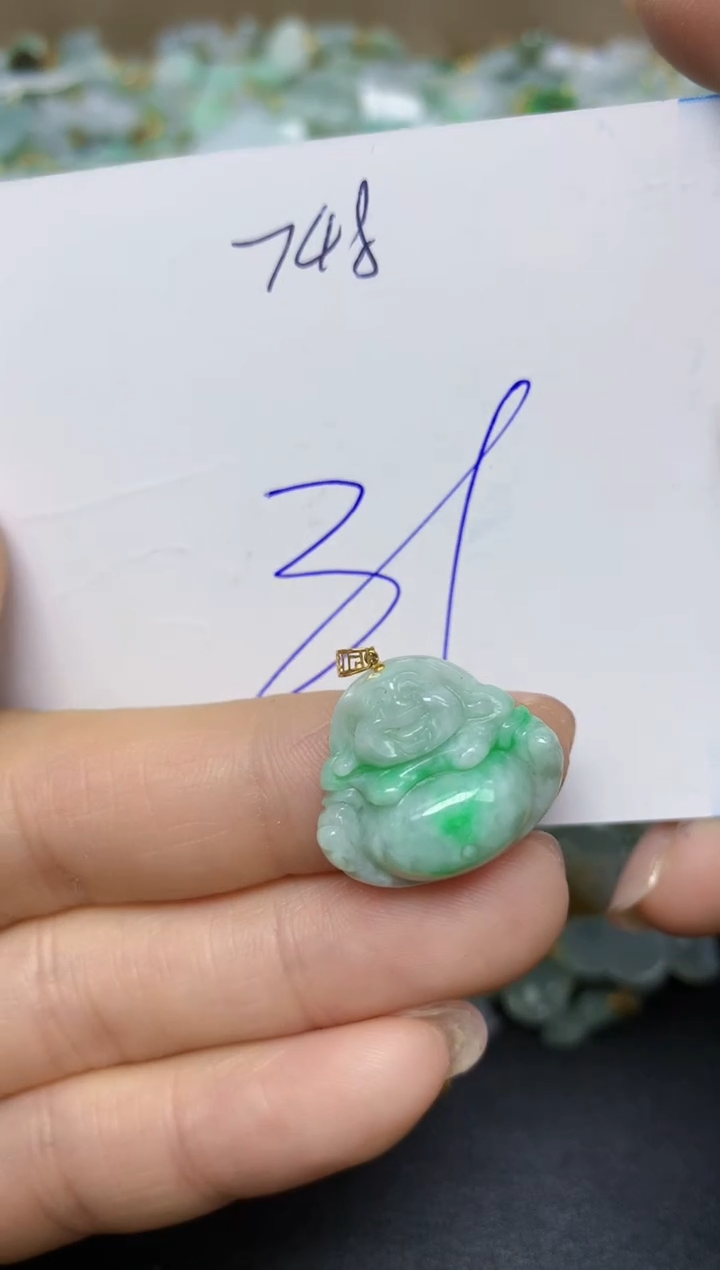 【闪购商品】翡翠挂件18K金镶嵌 天然翡翠A货