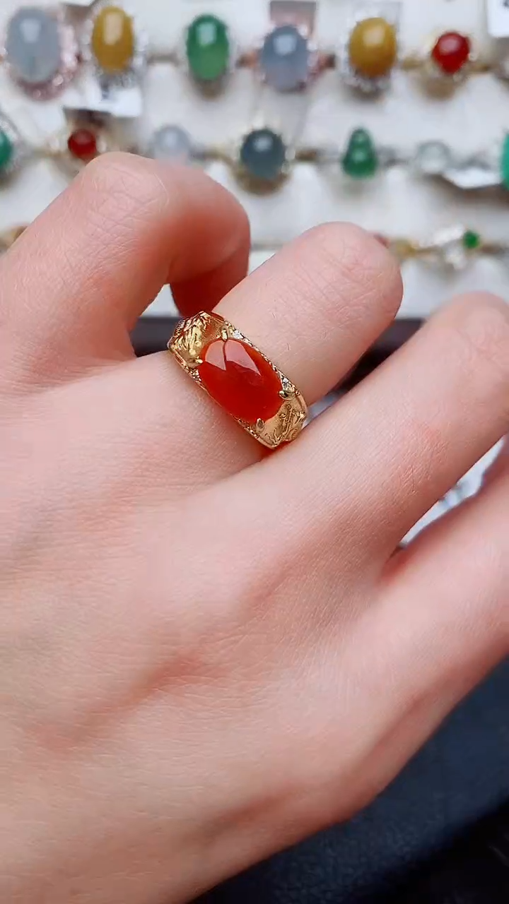 银S925镶嵌戒指翡翠...