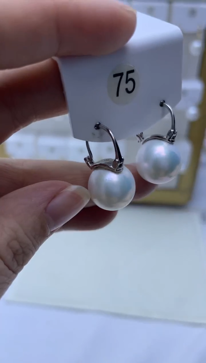 银S925镶嵌耳饰淡水珍珠75