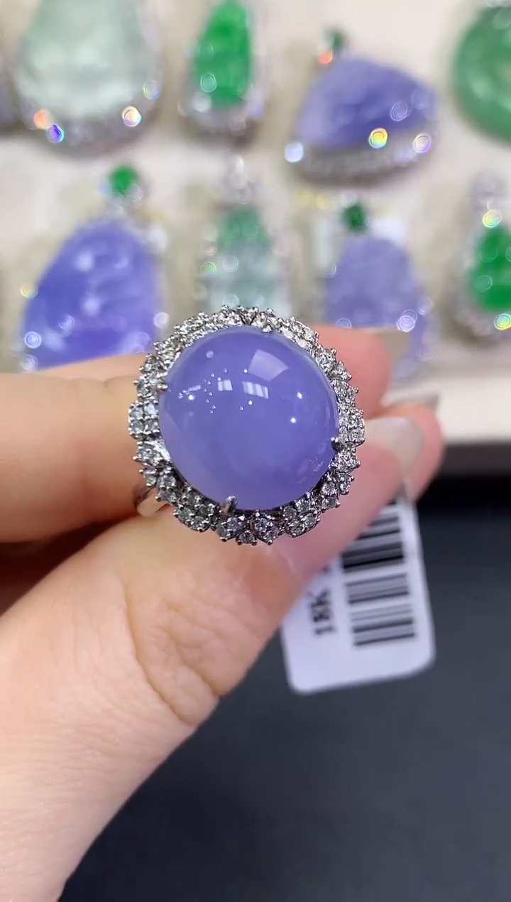 【闪购商品】翡翠戒指18K金镶嵌B160   紫货有色差