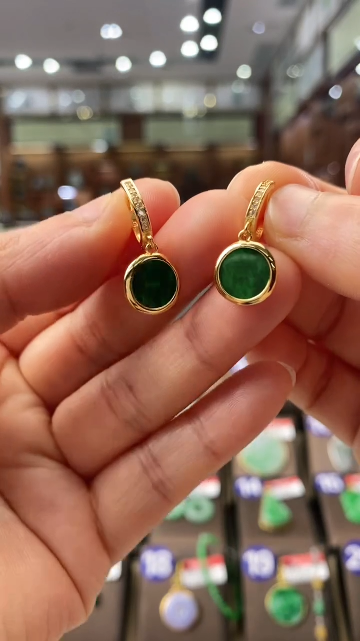 【闪购商品】翡翠耳饰银S925镶嵌耳饰