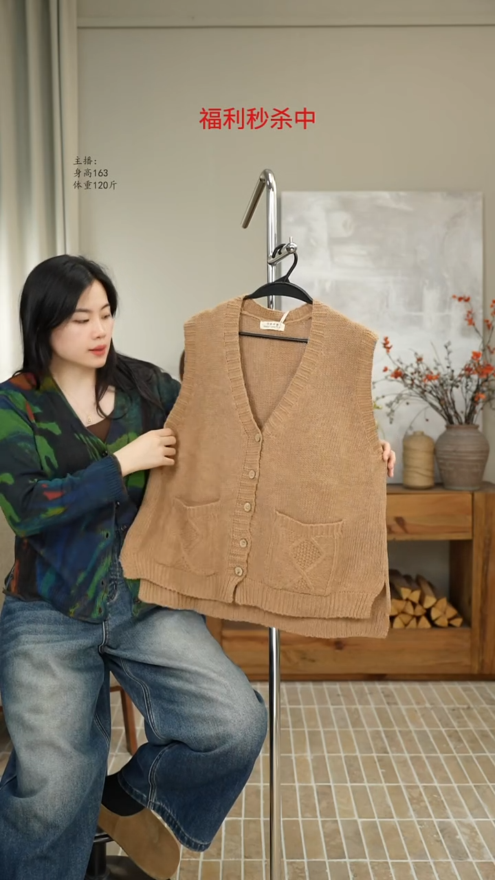 12089卡其针织马甲（130斤）
