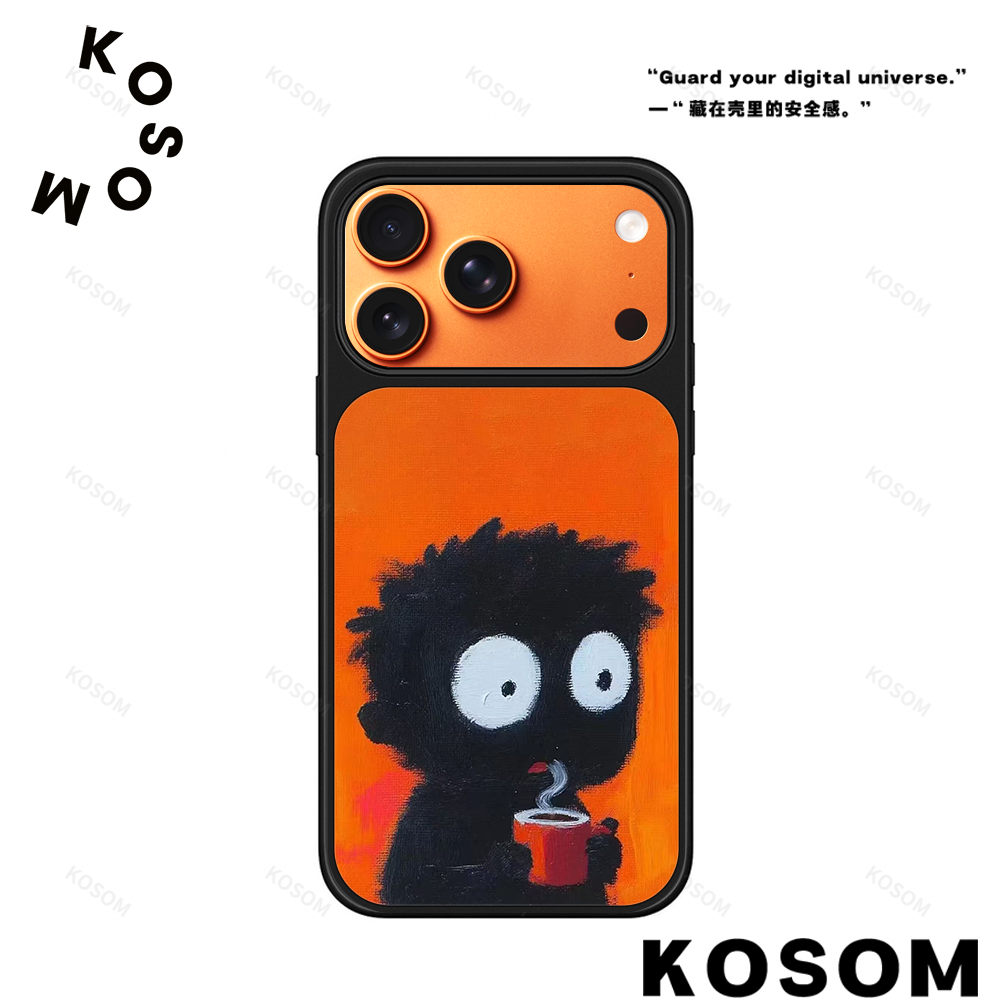 咖啡小黑人磨砂磁吸黑边苹果16promax/15小众高级防摔17pro防摔