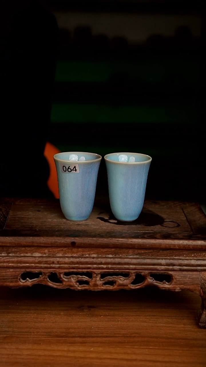 杯064号天蓝闻香杯窑变一对