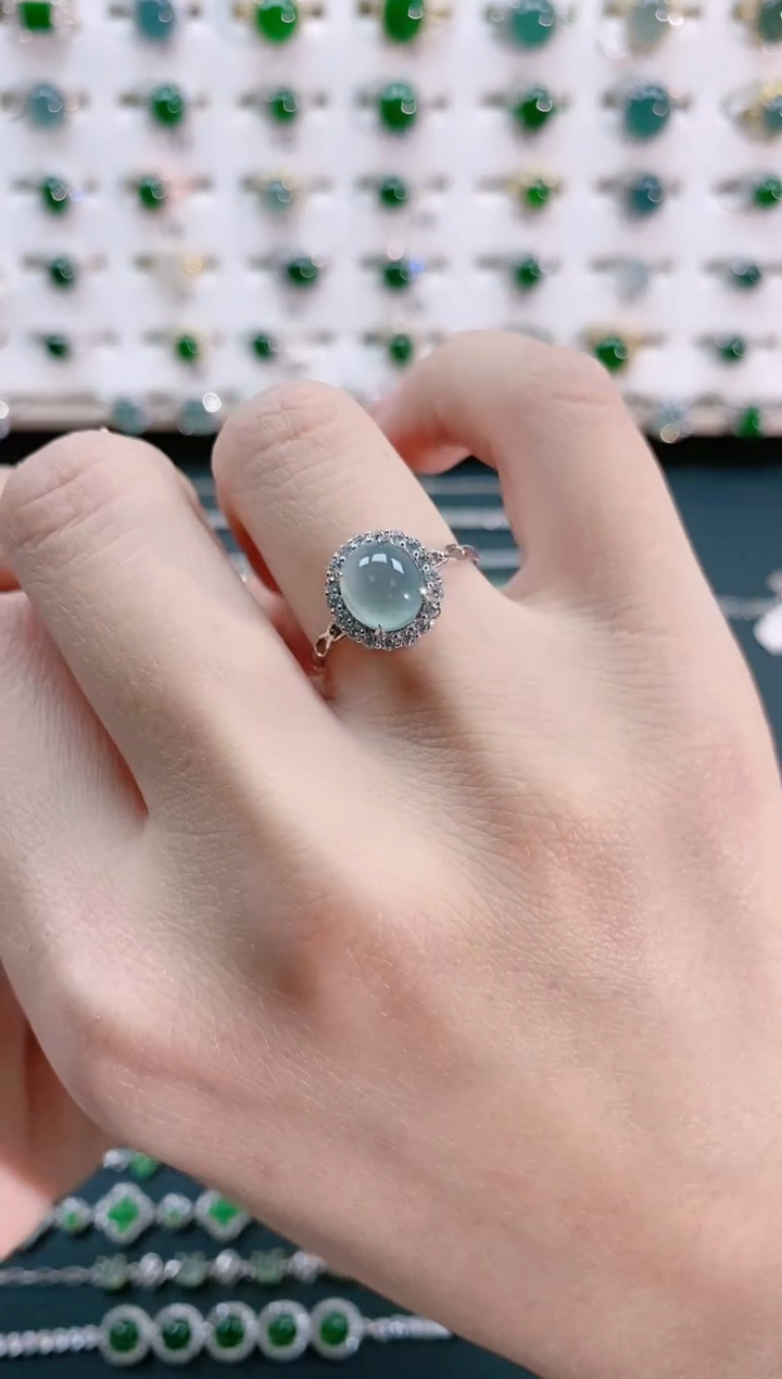 【闪购商品】翡翠戒指银S925镶嵌天然翡翠