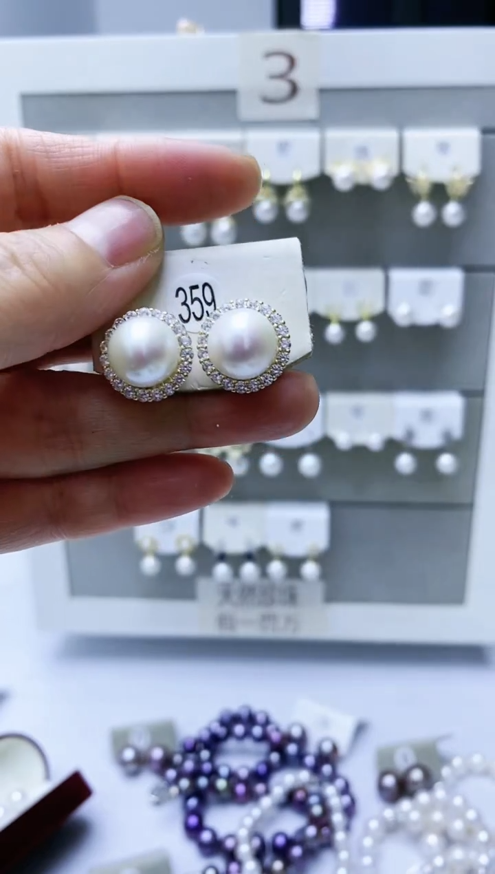 【闪购商品】淡水珍珠耳饰银S925镶嵌359