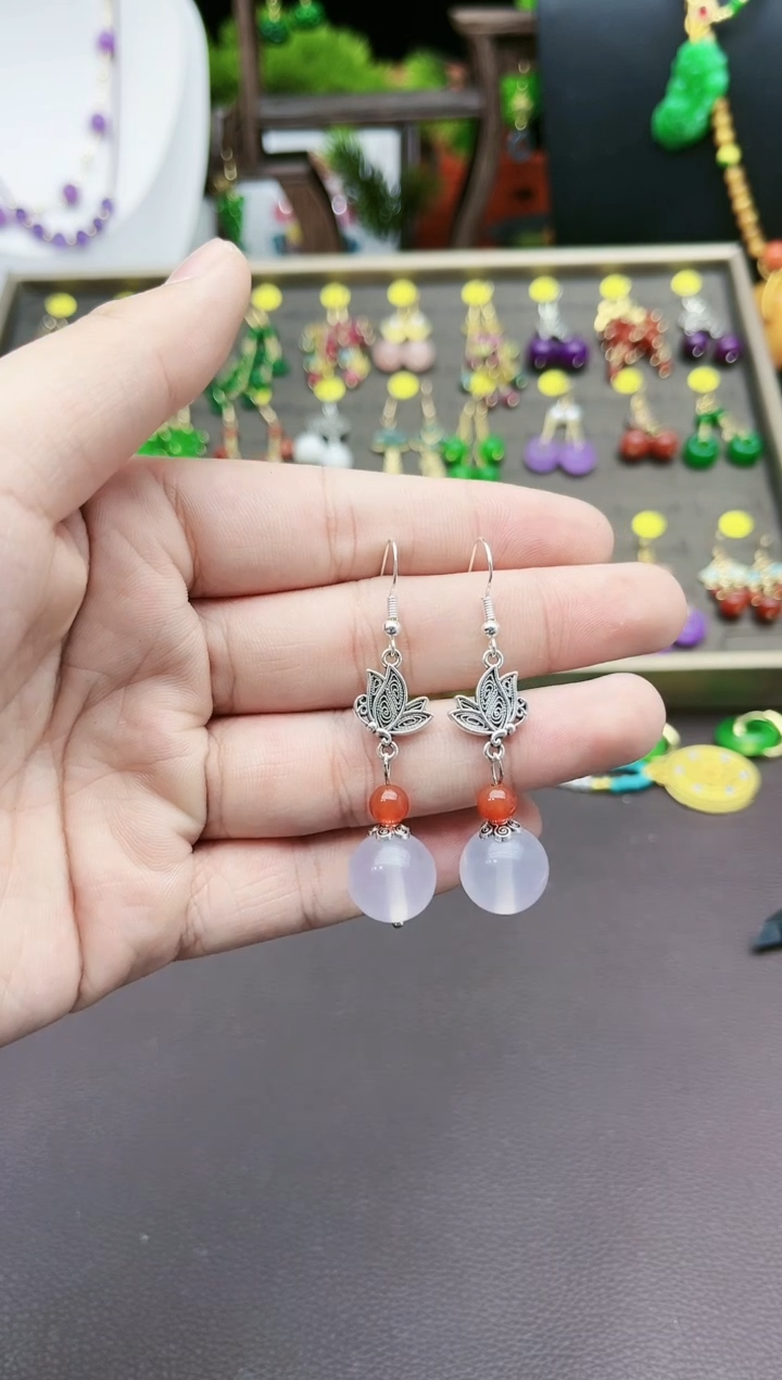 【闪购商品】南红玛瑙耳饰银S925镶嵌729000