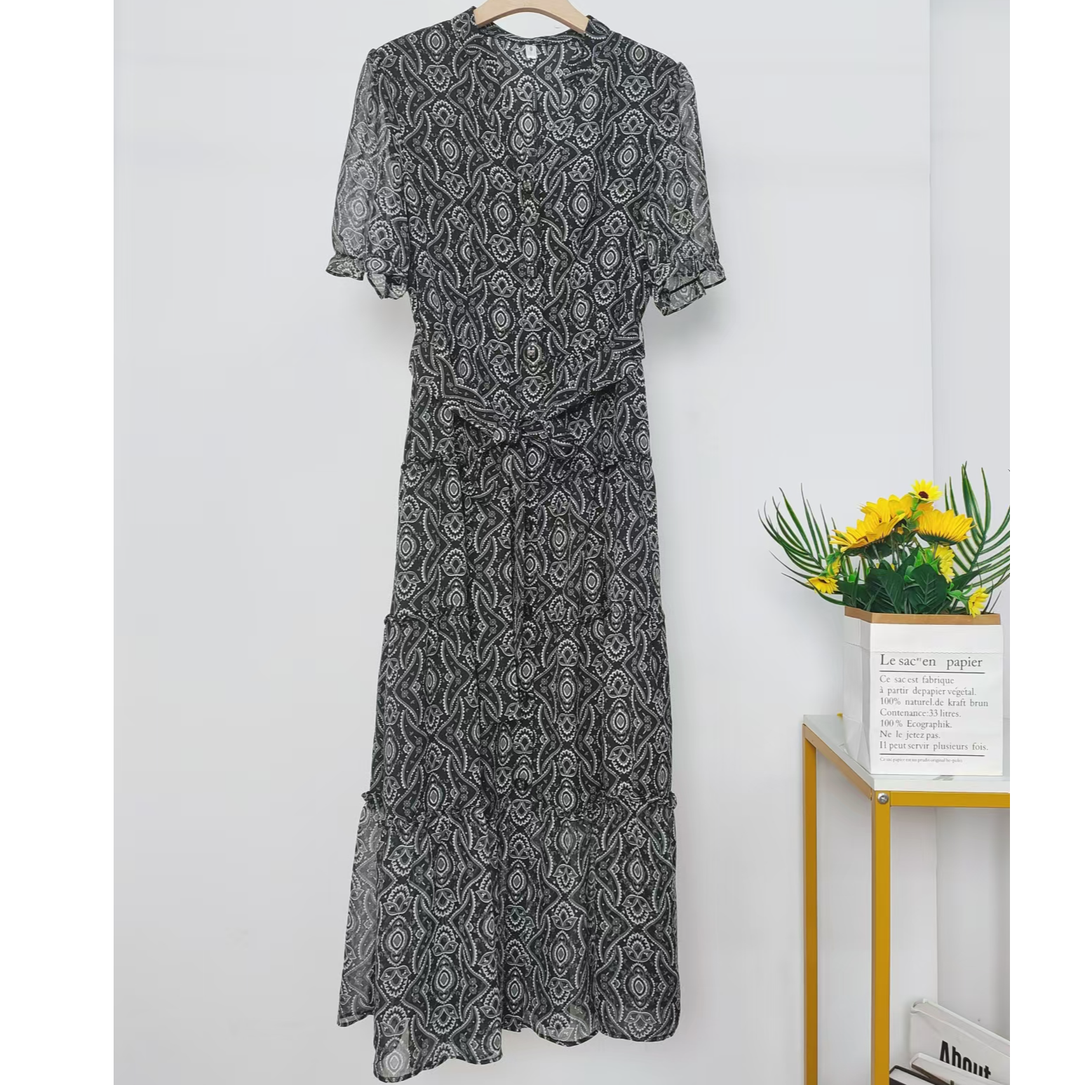 碎花印花夏季显瘦气质百搭长裙连衣裙优雅裙子L827