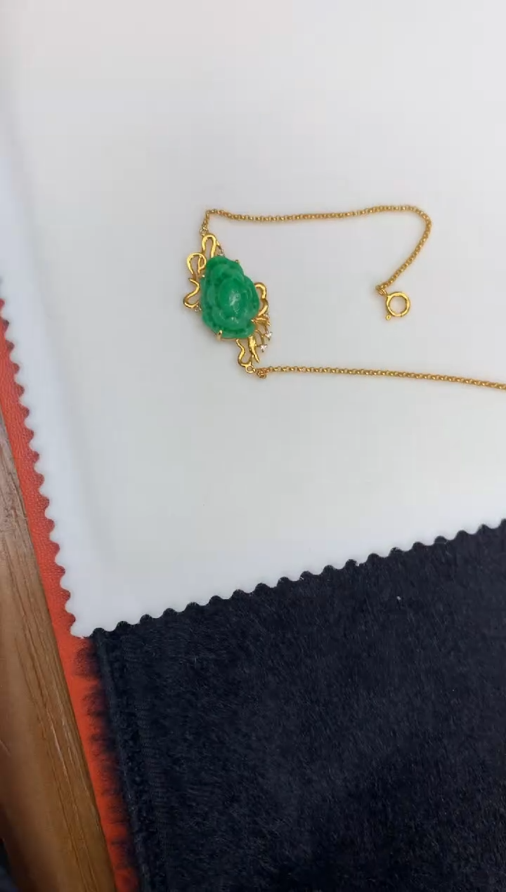 【闪购商品】翡翠手链18K金镶嵌手链