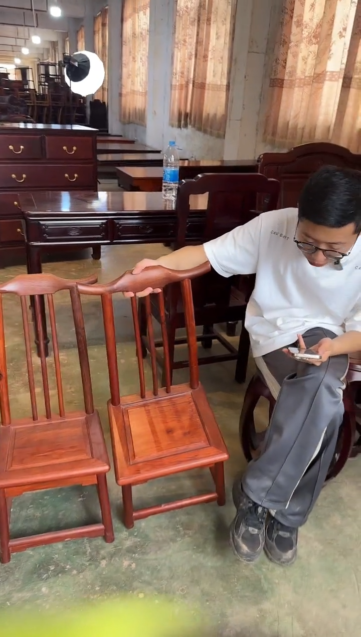 花梨木类成套家具缅甸花梨小靠背椅一对