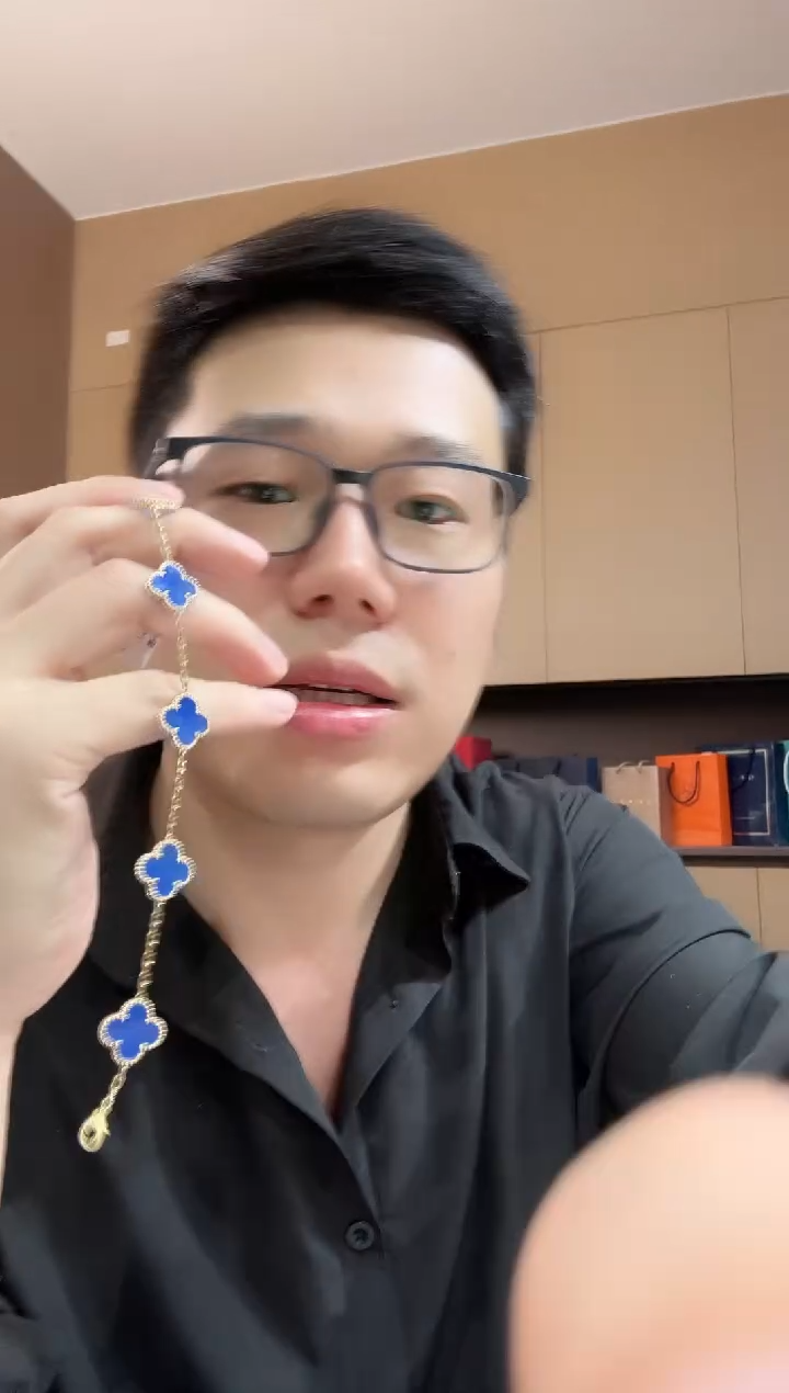 【闪购商品】玛瑙/玉髓手链18K金镶嵌蓝色k黄，五花手链GHJ25版