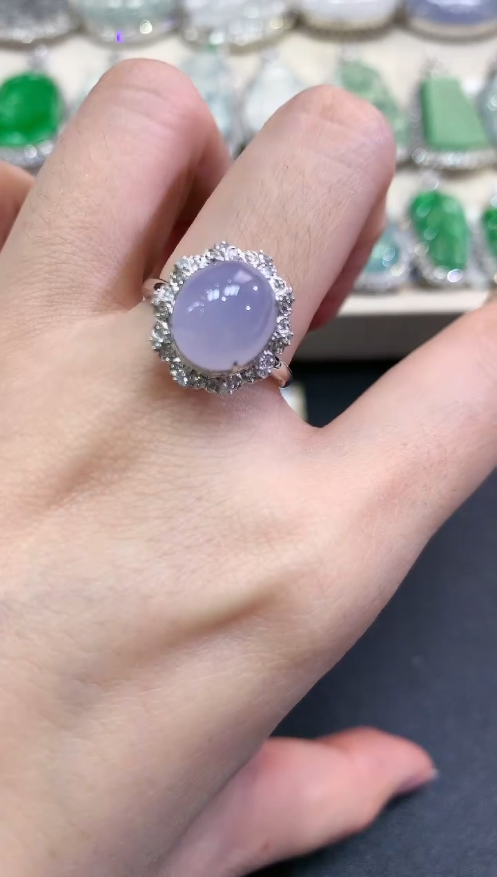 【闪购商品】翡翠戒指18K金镶嵌C7  紫货有色差