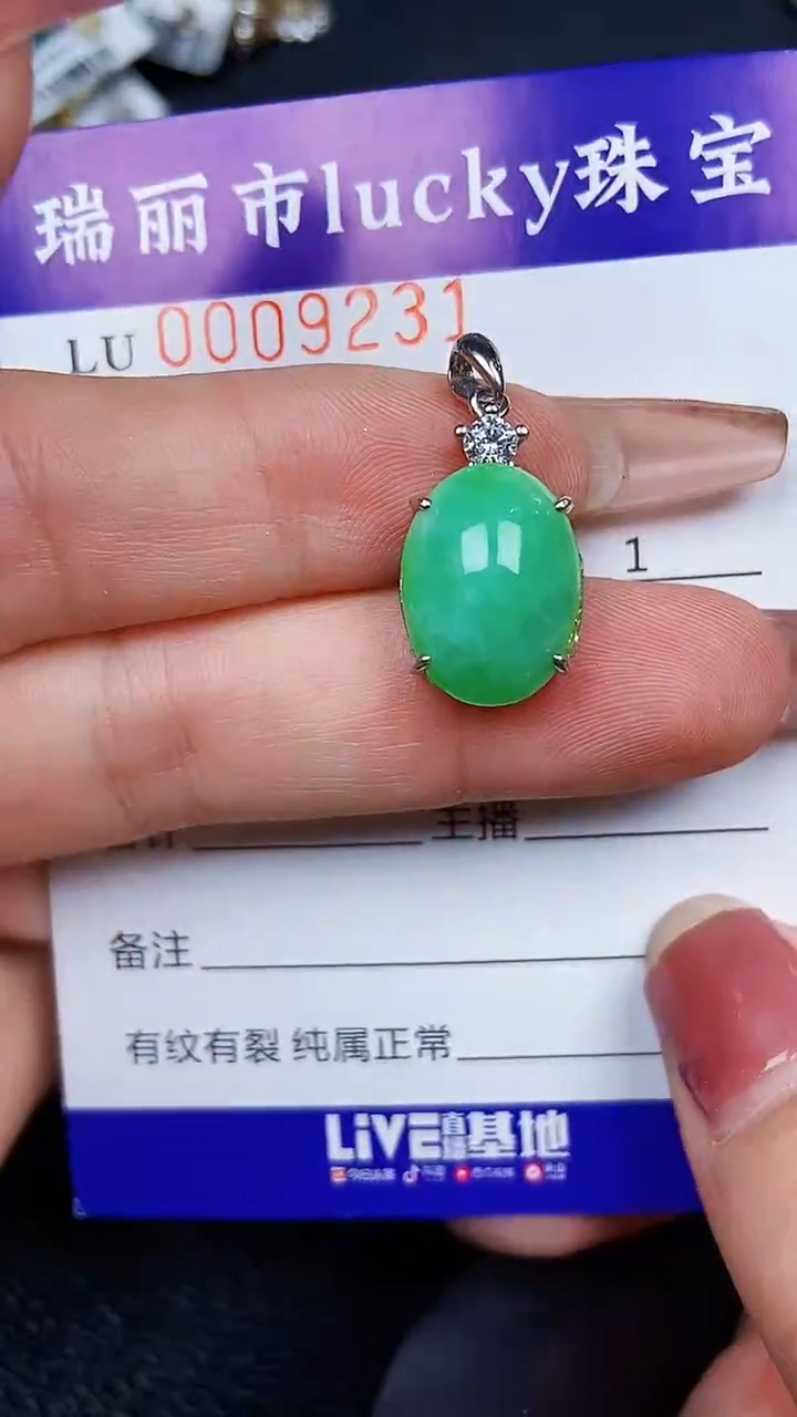 颈饰银S925镶嵌翡翠9231