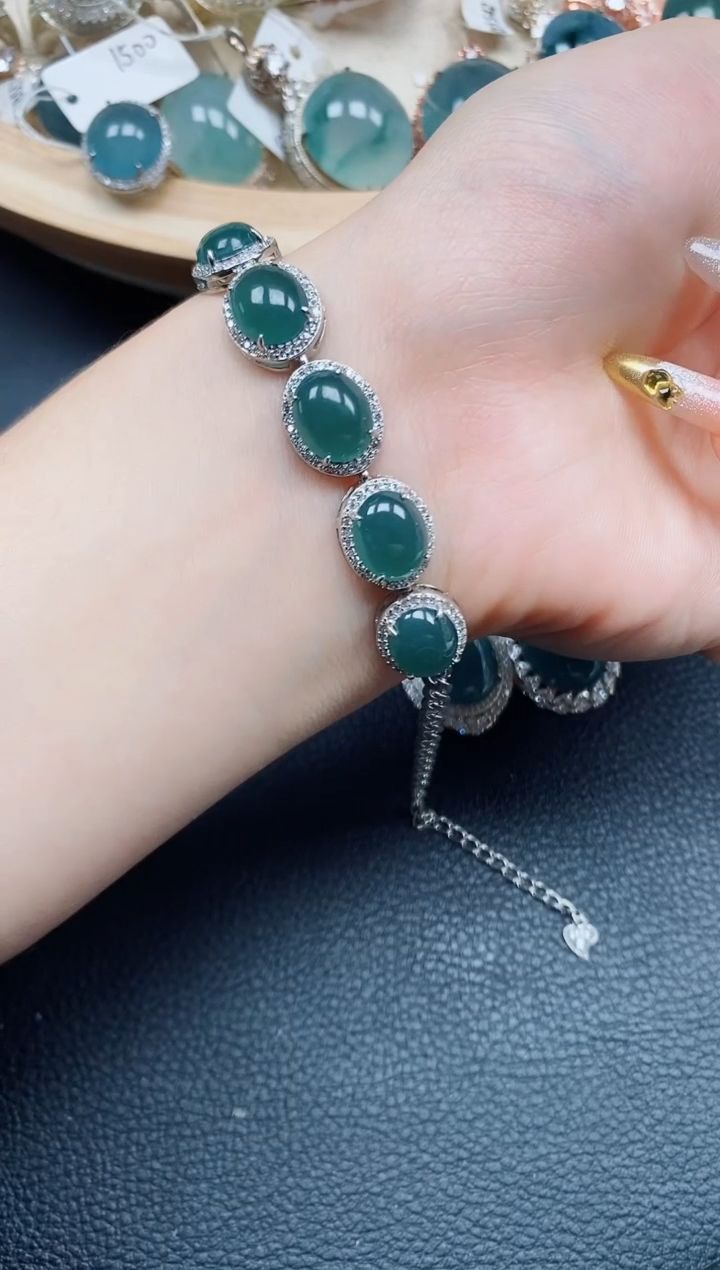 【闪购商品】翡翠手链银S925镶嵌翡翠