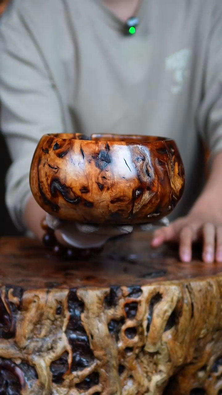 枣木百年鸡心枣木聚宝盆（直径21）