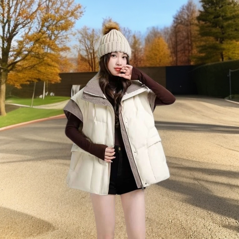 （慈城）E001短款通勤休闲白鸭绒羽绒马甲3127