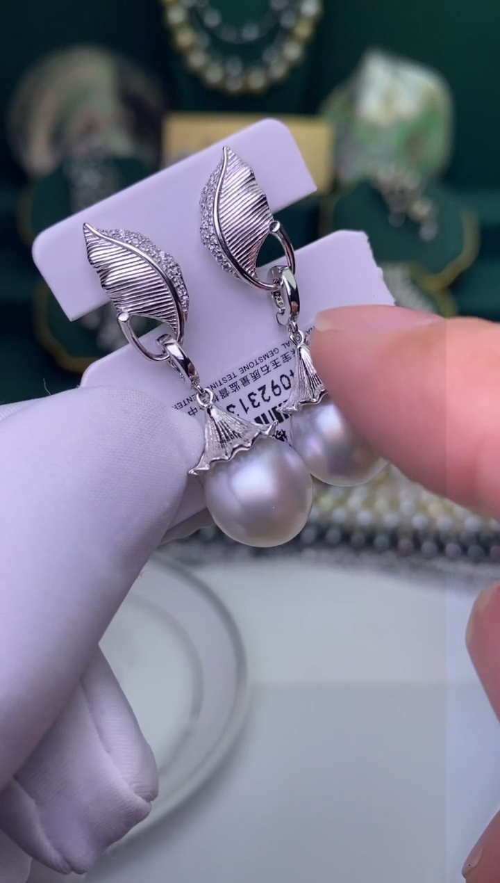 【闪购商品】海水珍珠耳饰银S925镶嵌12-13