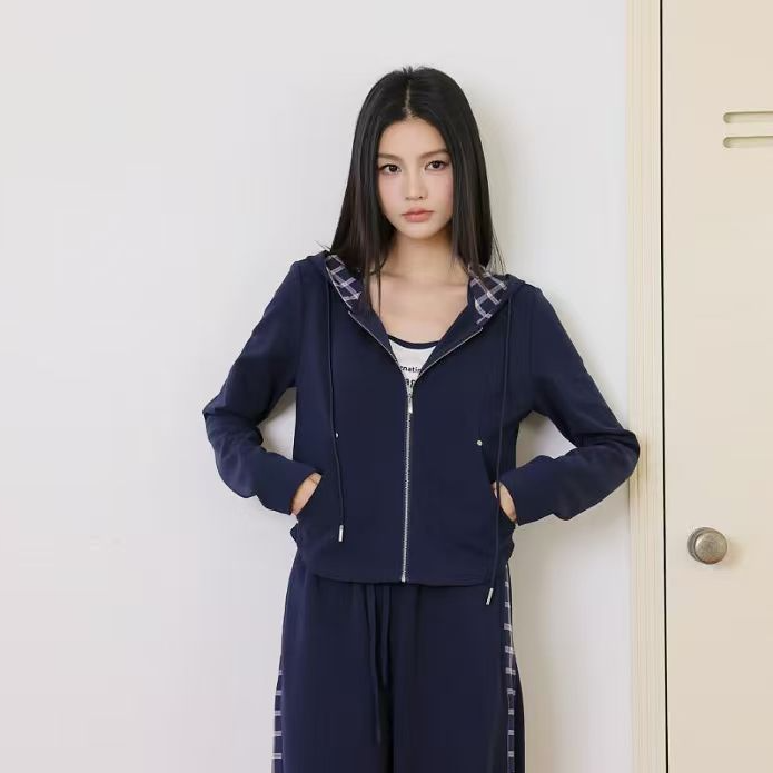 柚丁INS风街头风老钱风时尚套装宽松连帽套装女装秋季