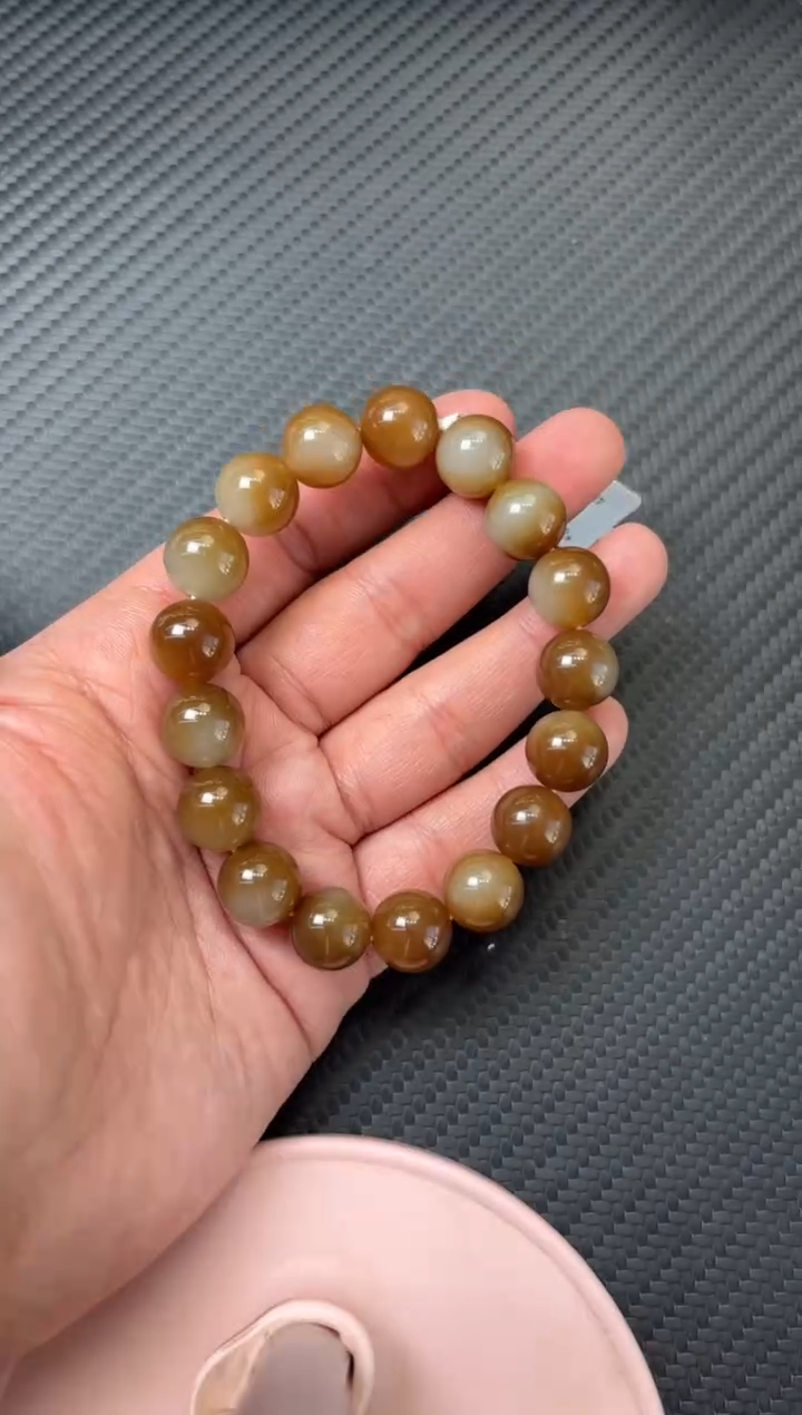 未镶嵌手串和田玉若羌微色差卡12m