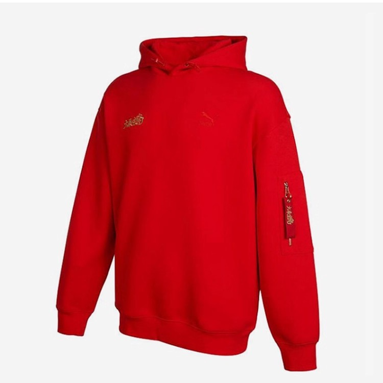 Puma彪马男款卫衣运动休闲国风文字刺绣舒适连帽套头衫621827