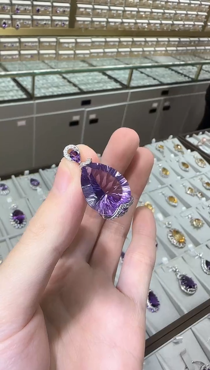 【闪购商品】银S925镶嵌颈饰紫晶15*20mm