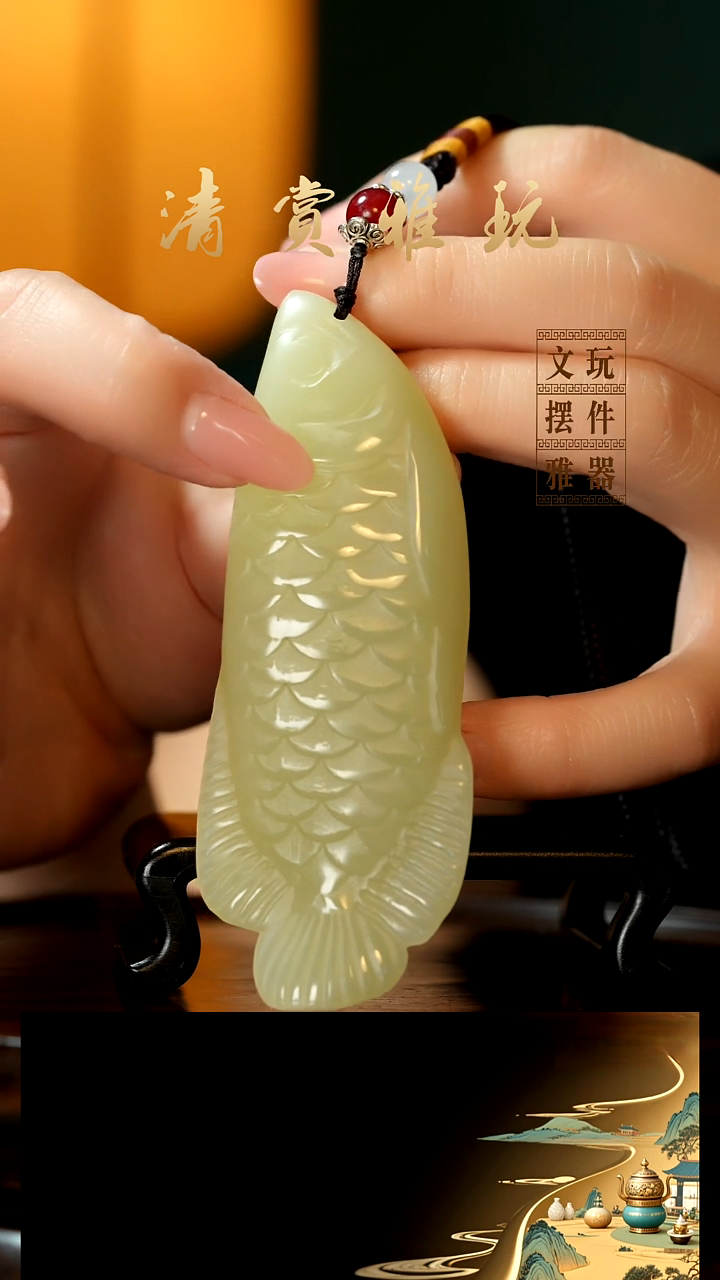 玉《金龙鱼》手把件摆件