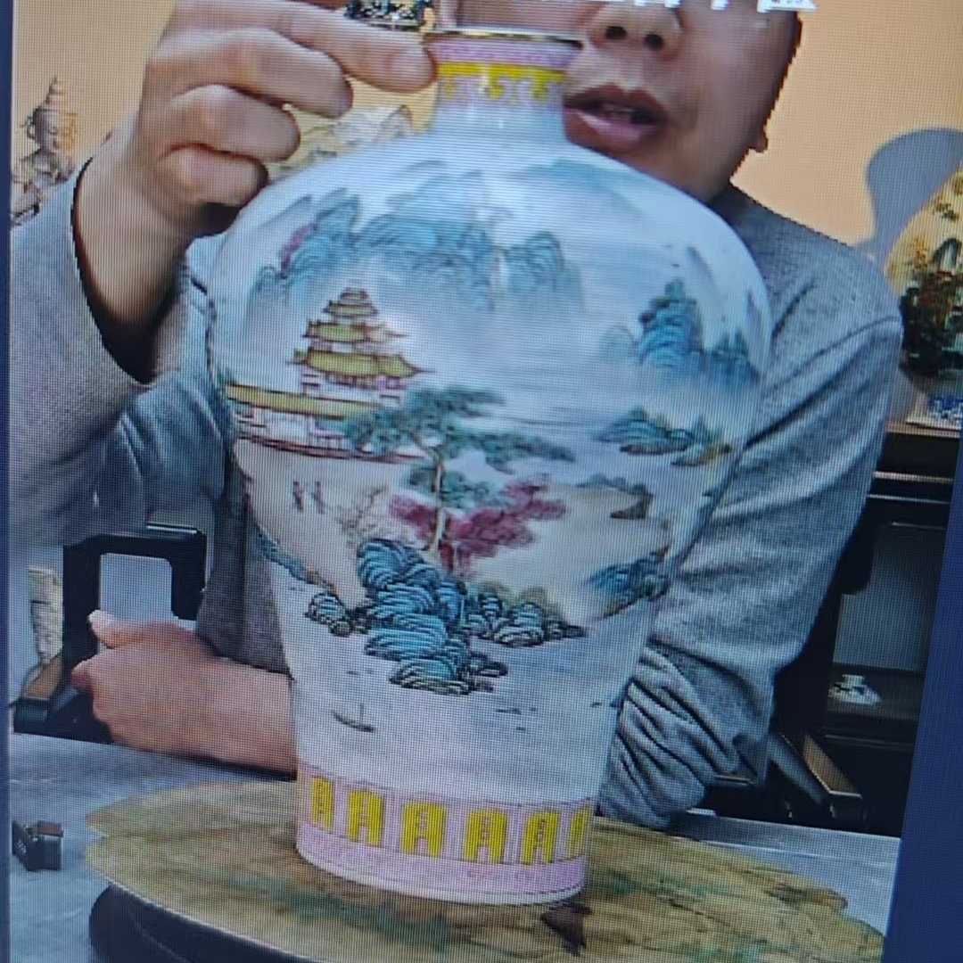 山水楼阁梅瓶.........