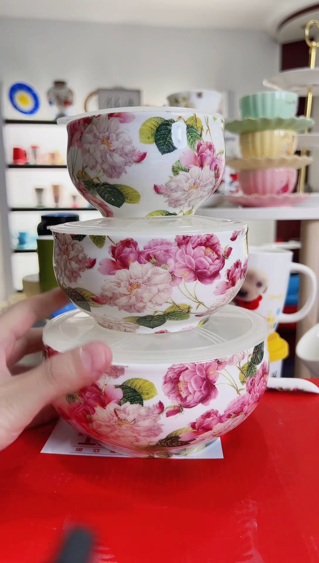 陶瓷手柄款彩色碗3个