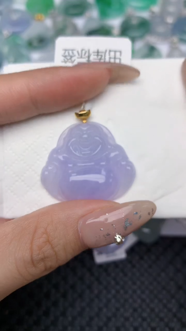 颈饰18K金镶嵌翡翠天然缅甸翡翠a货百元以上9元证书费自理