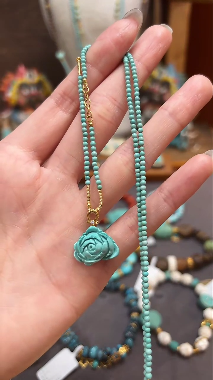 绿松石18K金镶嵌颈饰绿松石项链