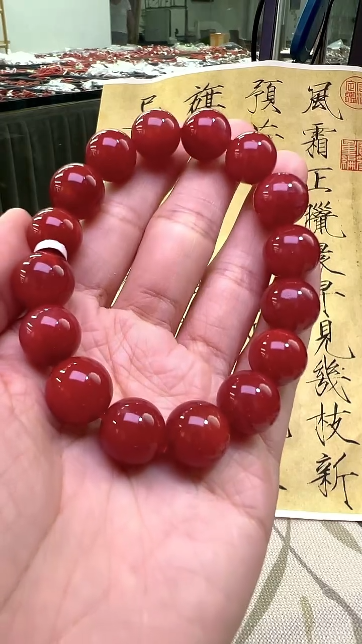 南红玛瑙13mm未镶嵌九口圆珠单圈