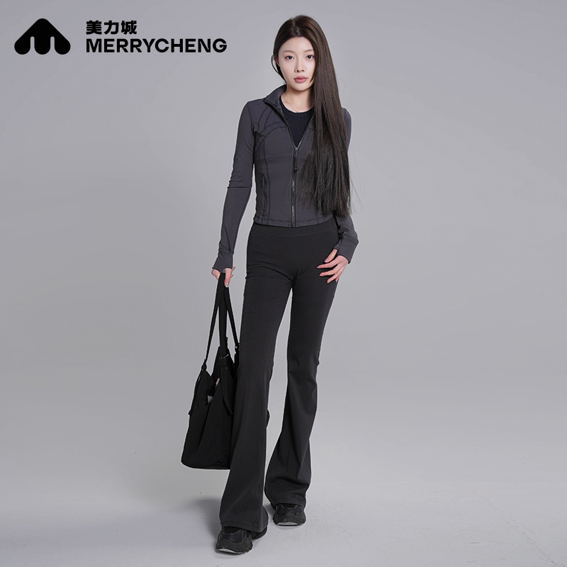 美力城喇叭裤女士高腰显瘦2025春夏新款微喇瑜伽裤小个子裤子2507