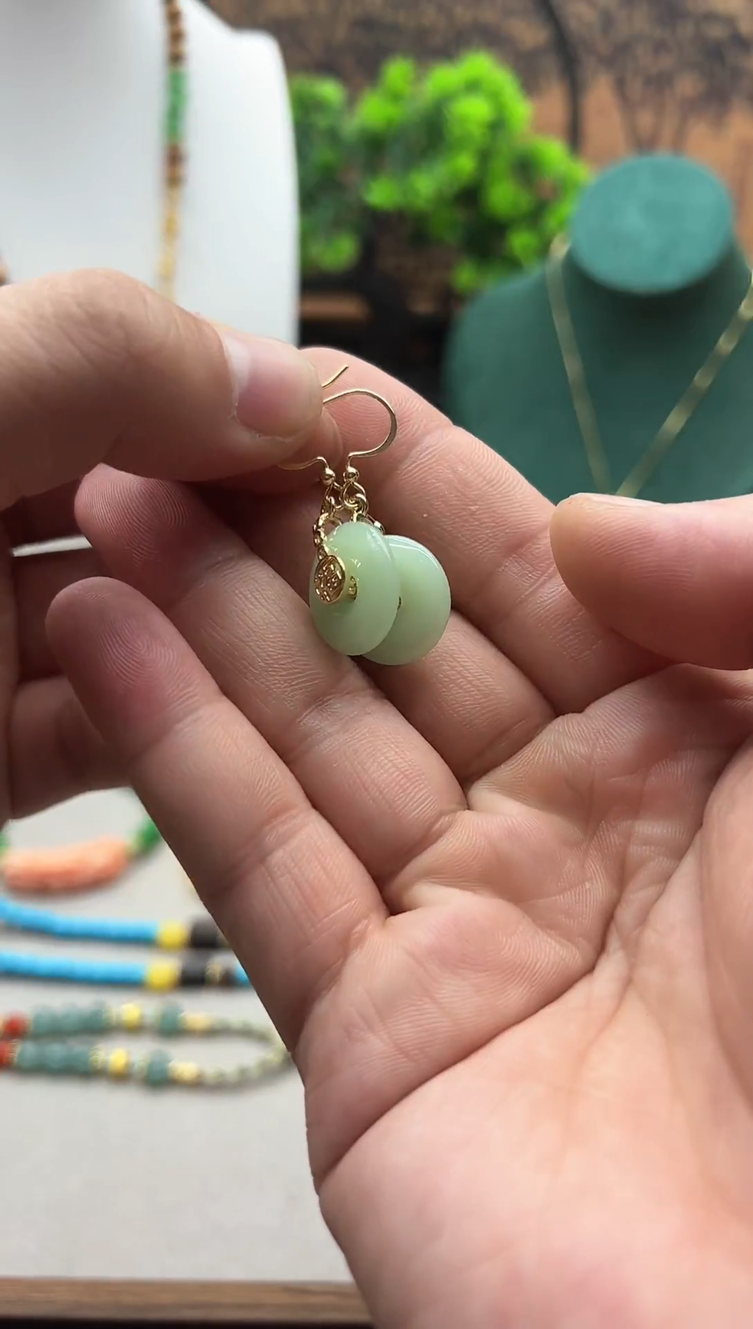 【闪购商品】和田玉耳饰14K金镶嵌E205