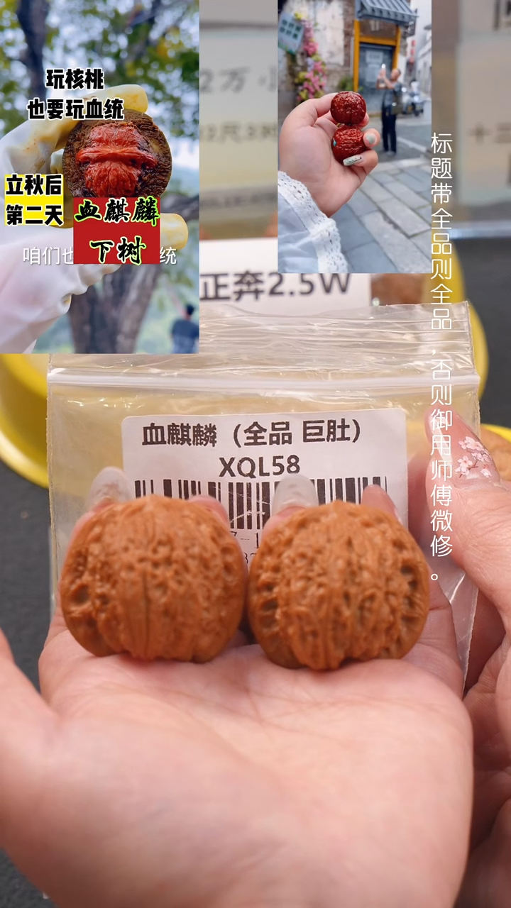 文玩核桃吊坠37血麒麟狮子头）全品 巨肚
