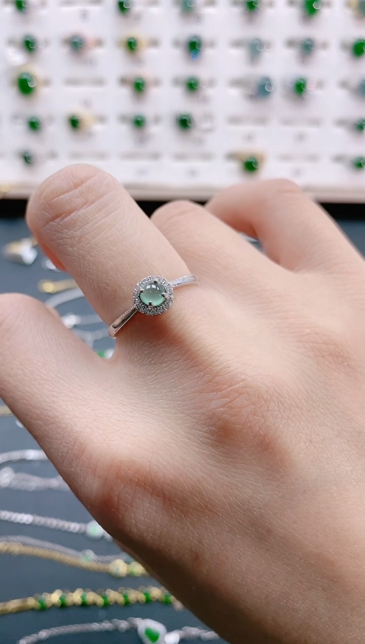 【闪购商品】翡翠戒指银S925镶嵌天然翡翠