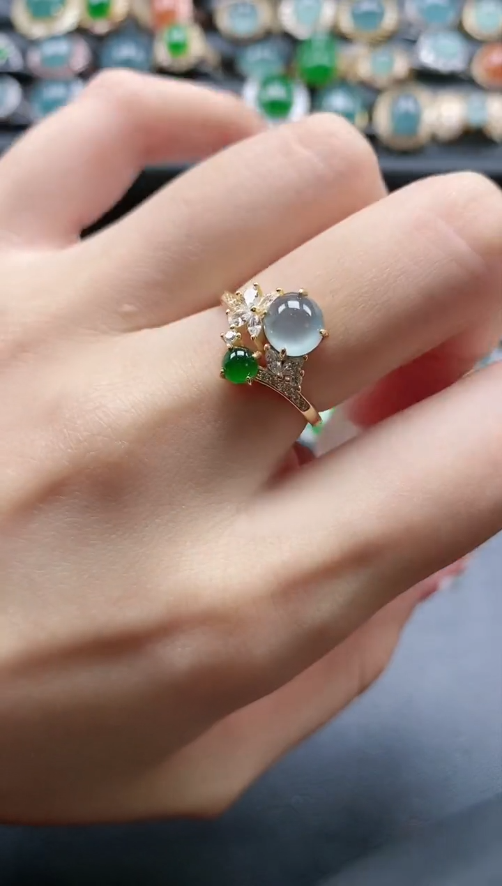 【闪购商品】翡翠戒指银S925镶嵌5151-10