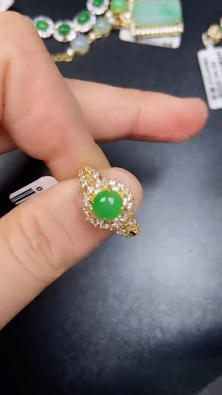 银S925镶嵌戒指翡翠9100