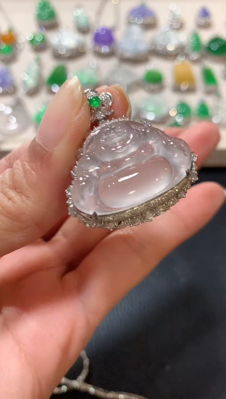 吊坠(不含链)18K金镶嵌翡翠z152 