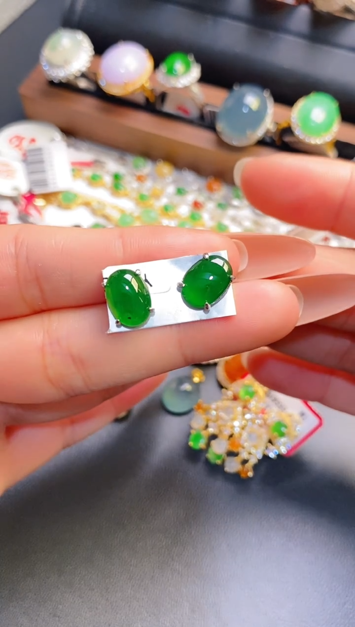 银S925镶嵌戒指翡翠天然