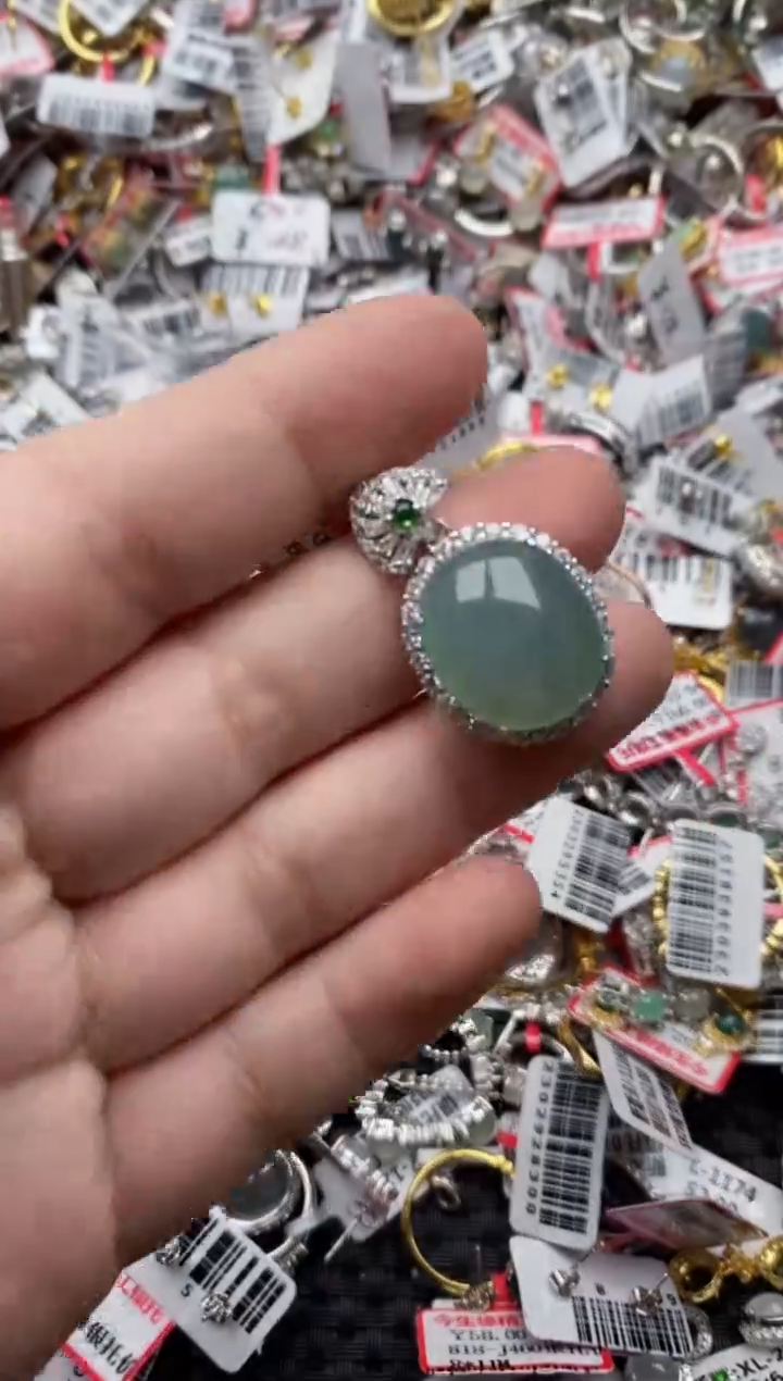 【闪购商品】翡翠戒指银S925镶嵌55555---2